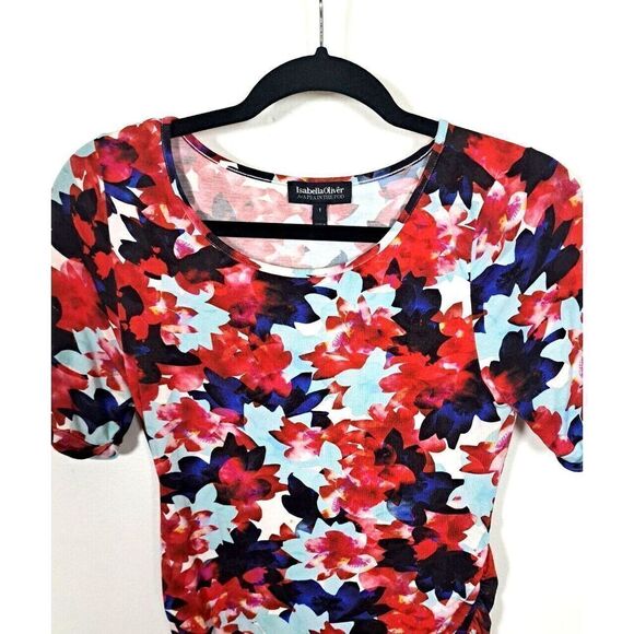 Isabella Oliver A PEA IN THE Maternity Dress Size 1 Small Pink Floral Rouched - Picture 3 of 9